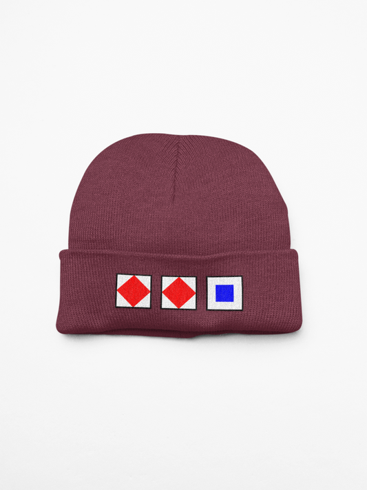 Cuffed beanie, nautical flags, Foxtrot, Foxtrot, Sierra (FFS)
