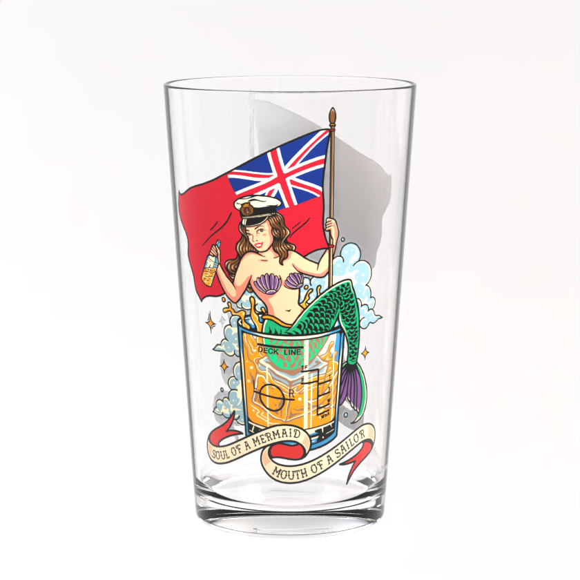 Pint glasses (Soul of a mermaid, mouth of a sailor) MN, RFA or RN ensigns