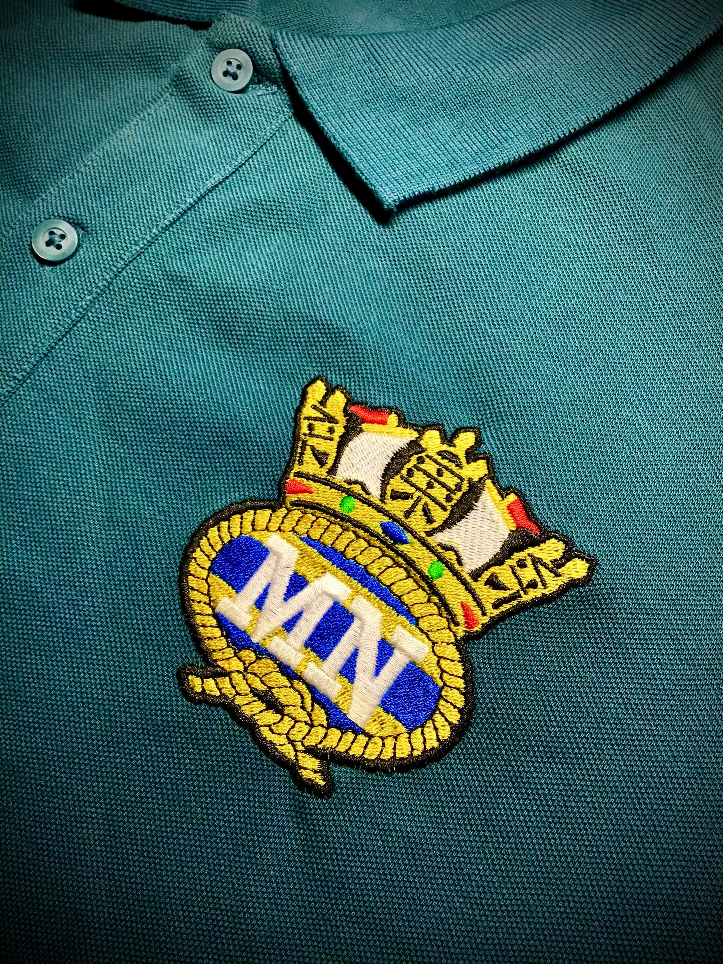 Unisex cotton polo shirt - embroidered (Merchant Navy crest)