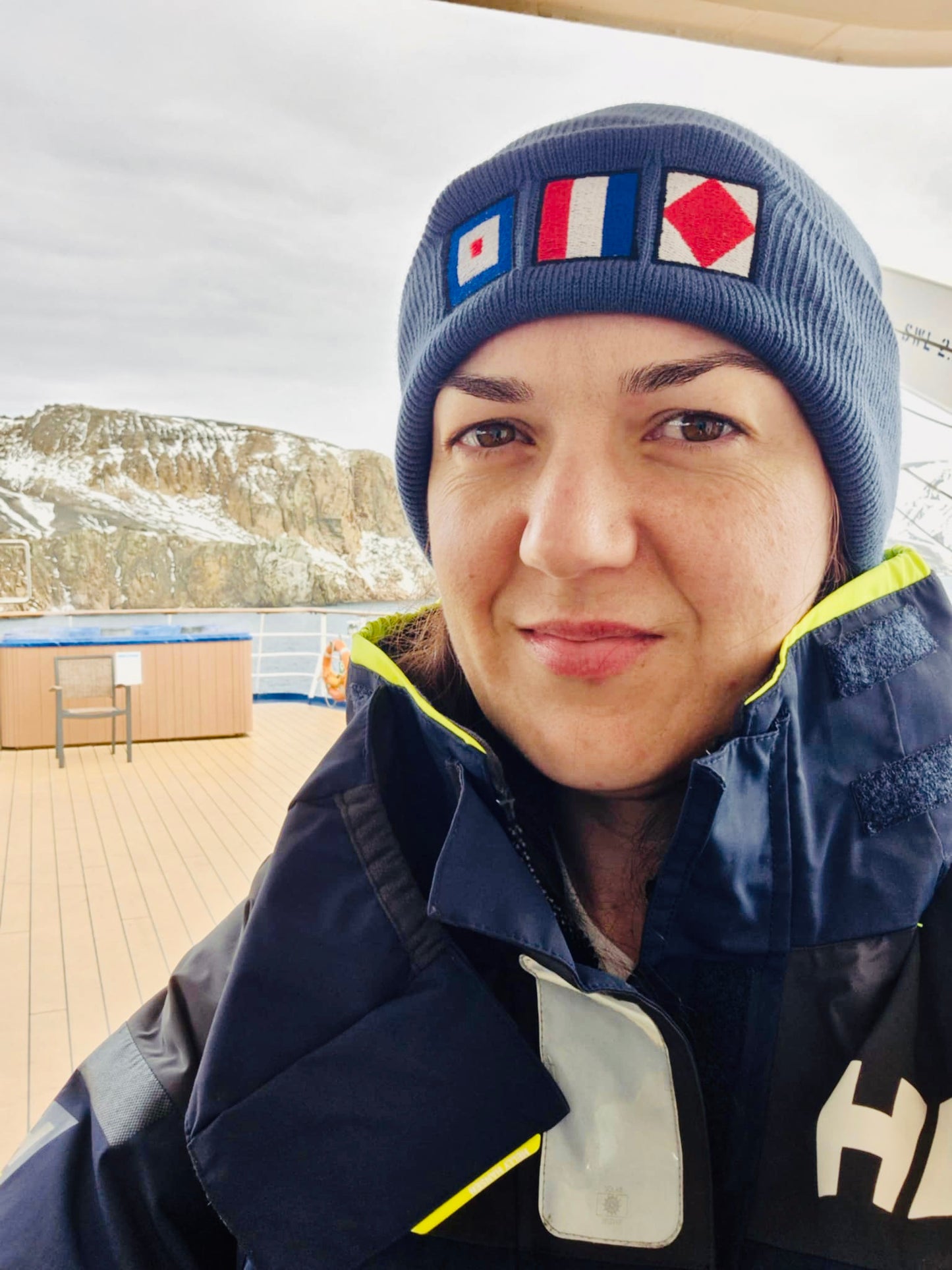 Cuffed Beanie, Nautical flags Whiskey, Tango, Foxtrot (WTF)