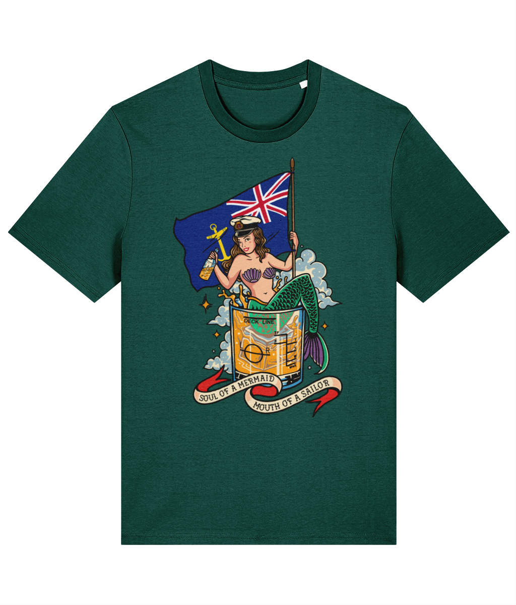 Organic cotton unisex t-shirt, Royal Fleet Auxiliary (RFA) mermaid