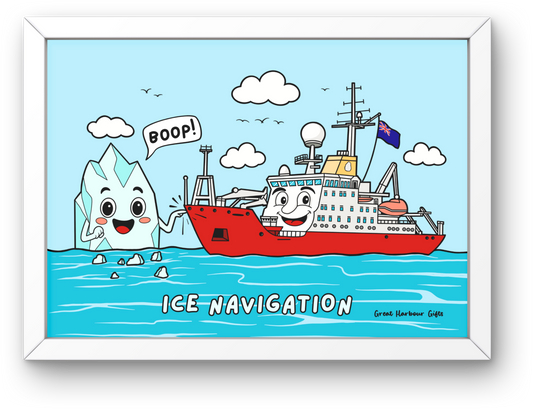 Framed wall art (Icebreaker ship cartoon)