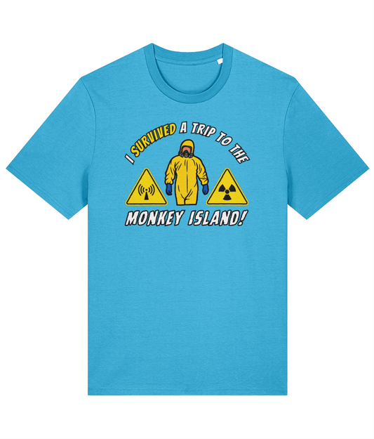 Organic cotton unisex t-shirt (I survived a trip to the monkey Island)