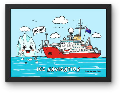 Framed wall art (Icebreaker ship cartoon)
