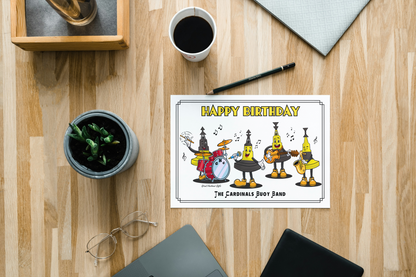 Nautical Birthday card (Retro Cardinal buoy band cartoon)