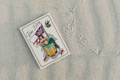 Nautical Birthday card, Royal Navy mermaid (white ensign)