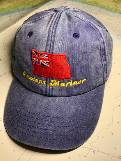 Vintage style cotton cap (Embroidered Ancient Mariner red duster)