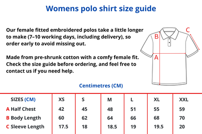 Female fitted organic cotton polo shirt (Embroidered Merchant Navy Badge)