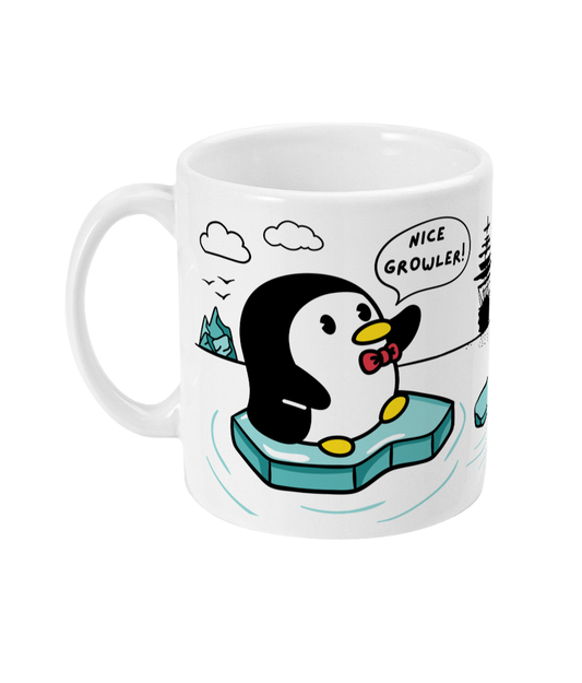 Funny Ice navigation mug (Antarctic penguins sat on growlers) Great Harbour Gifts