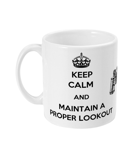 Keep calm and maintain a proper lookout mug (Rule 5) Great Harbour Gifts