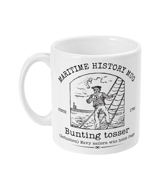 Maritime history mug, Bunting tosser Great Harbour Gifts