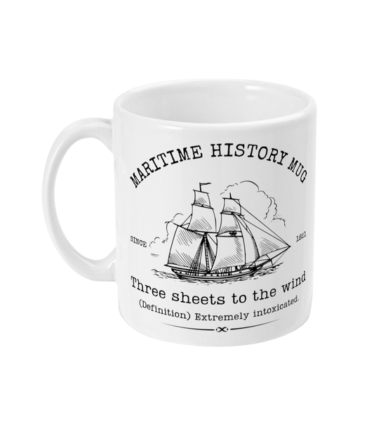 Maritime history mug, Three sheets to the wind Great Harbour Gifts