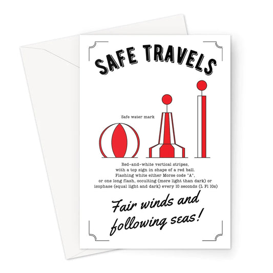 Nautical Birthday card, Safe travels, safe water mark. Great Harbour Gifts