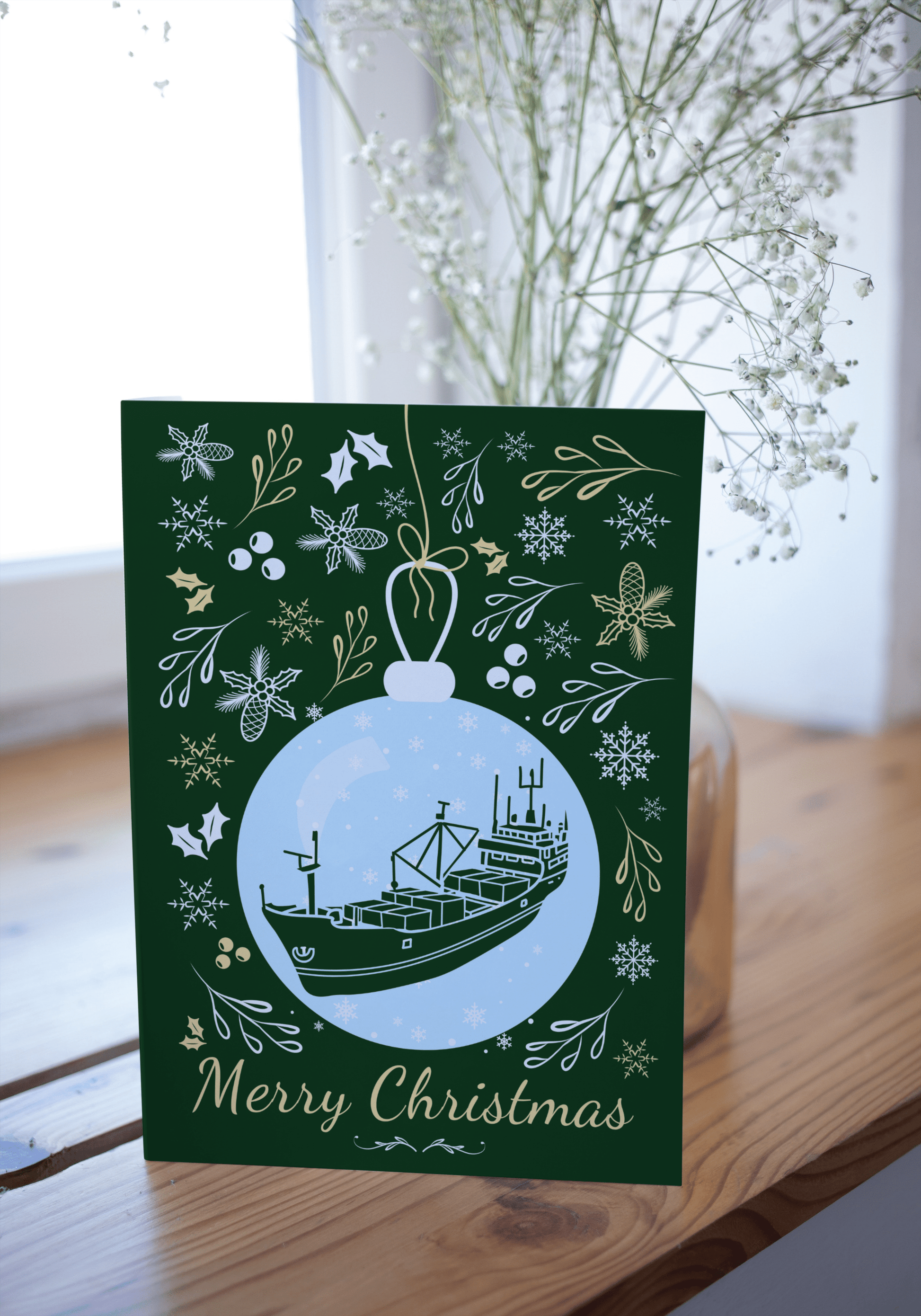 Nautical Christmas card, (Coaster cargo ship) Great Harbour Gifts