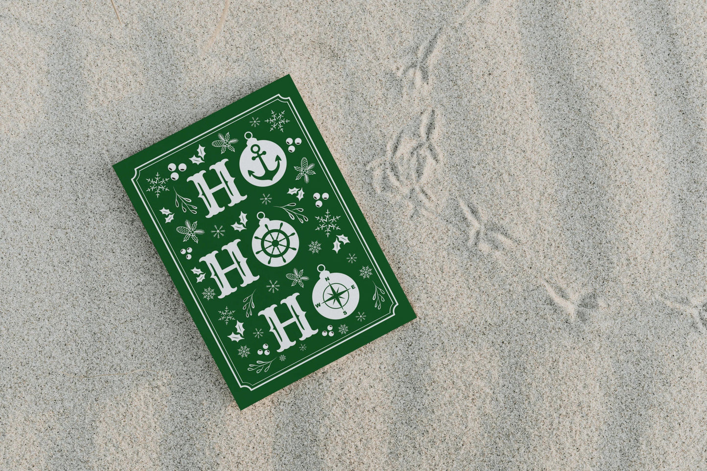 Nautical Christmas card, Ho, Ho, Ho baubles Great Harbour Gifts