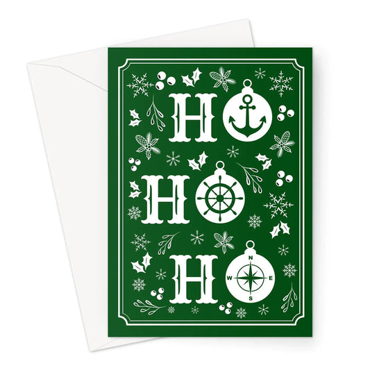 Nautical Christmas card, Ho, Ho, Ho baubles Great Harbour Gifts