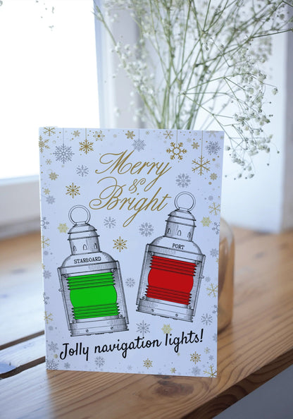 Nautical Christmas card, Jolly navigation light! Great Harbour Gifts