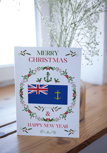 Nautical Christmas card, Royal Fleet Auxiliary (RFA) blue ensign Great Harbour Gifts