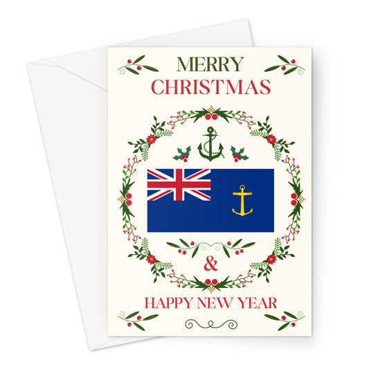 Nautical Christmas card, Royal Fleet Auxiliary (RFA) blue ensign Great Harbour Gifts