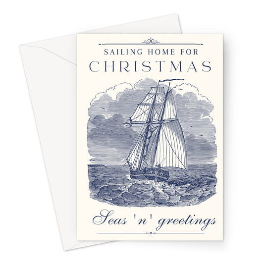 Nautical Christmas card (Sailing home for Christmas) Great Harbour Gifts