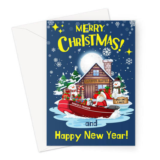Nautical Christmas card (Santa's tender boat) Great Harbour Gifts