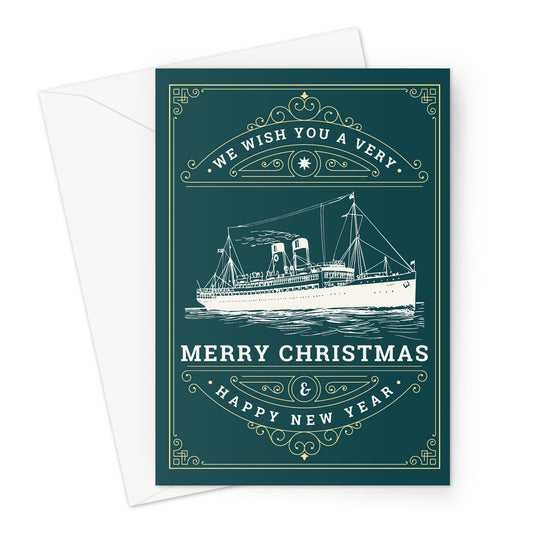 Nautical Christmas card Victorian ocean liner at sea on Christmas day Great Harbour Gifts