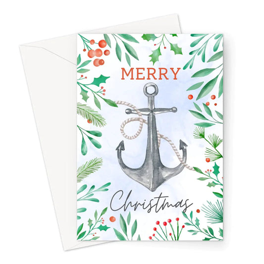 Nautical Christmas card, festive anchor Great Harbour Gifts