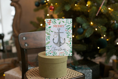 Nautical Christmas card, festive anchor Great Harbour Gifts