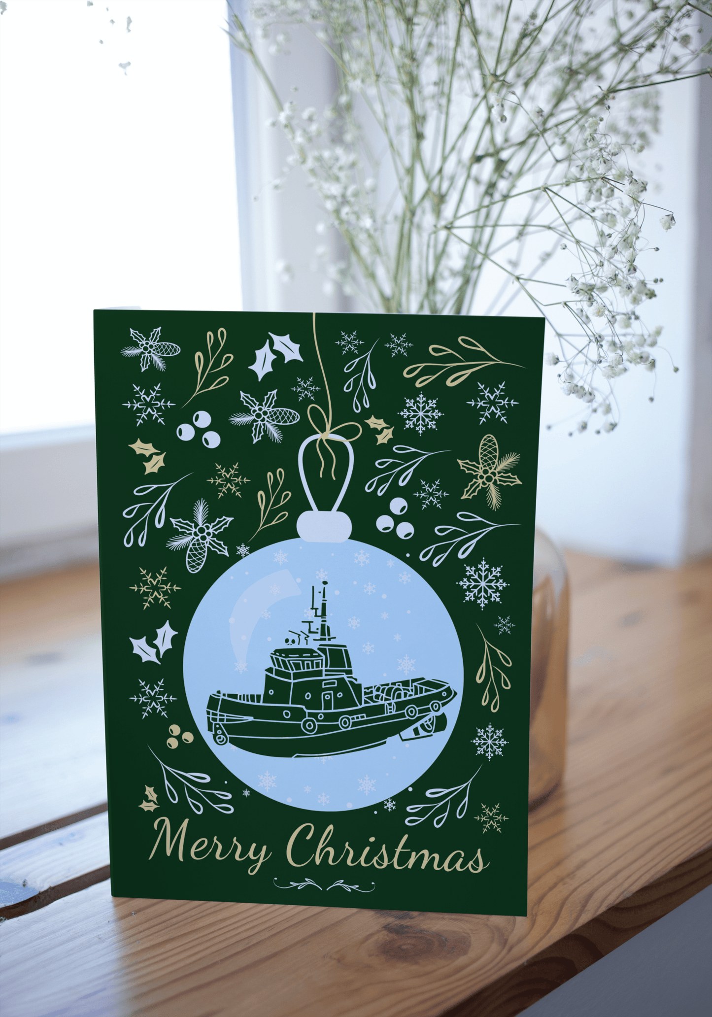 Nautical Christmas card (tugboat) Great Harbour Gifts