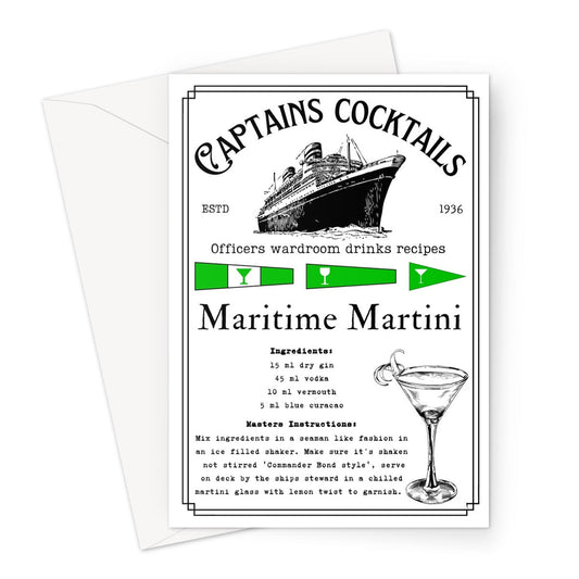 Nautical cocktail greeting card, (Maritime martini) Any occasion card Great Harbour Gifts