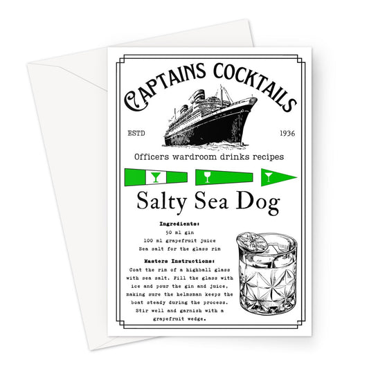 Nautical cocktail greeting card, (Salty Sea dog) Any occasion card Great Harbour Gifts