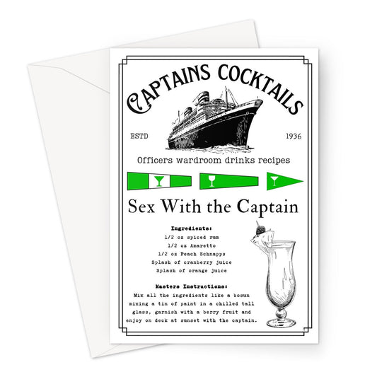 Nautical cocktail greetings card, Sex with the Captain any occasion card Great Harbour Gifts