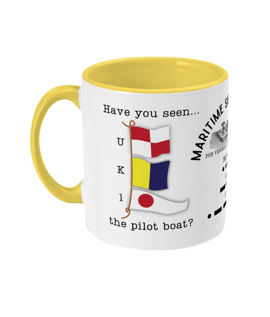 Nautical code flag mug, Have you seen the pilot boat? Great Harbour Gifts