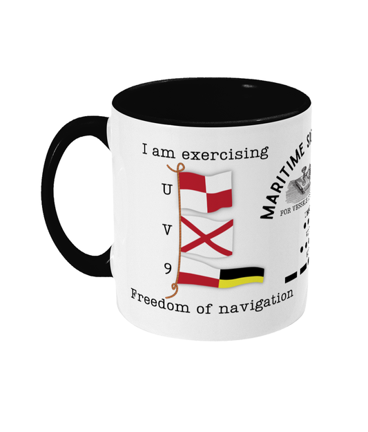 Nautical code flag mug, I am exercising freedom of navigation Great Harbour Gifts