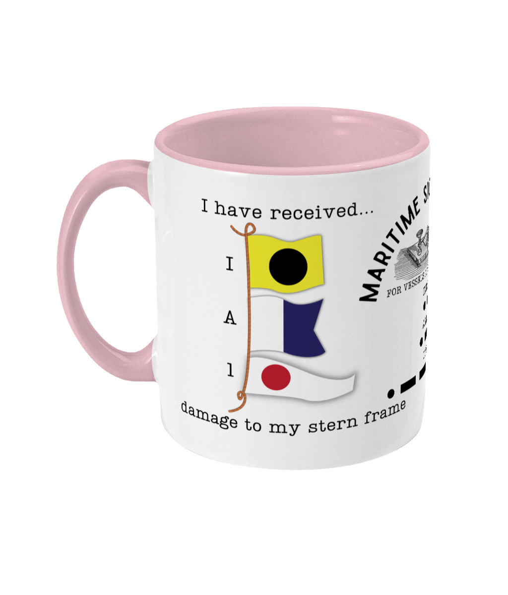 Nautical code flag mug, I have received damage to my stern frame Great Harbour Gifts