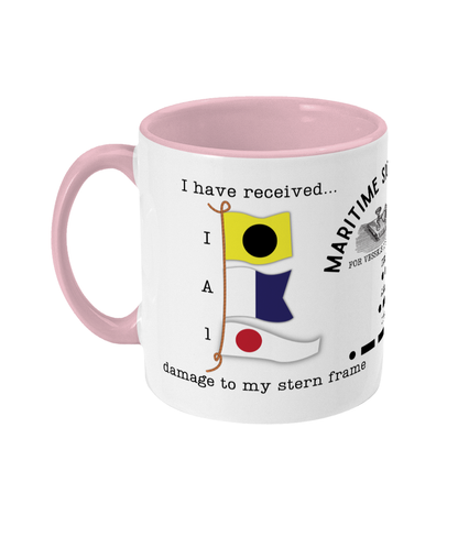 Nautical code flag mug, I have received damage to my stern frame Great Harbour Gifts