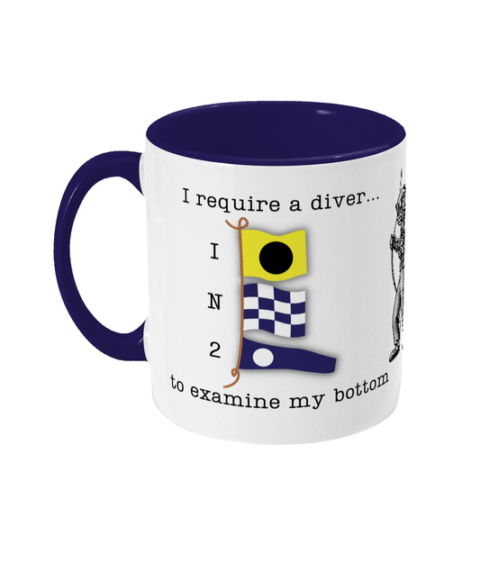 Nautical code flag mug, I require a diver to examine my bottom Great Harbour Gifts