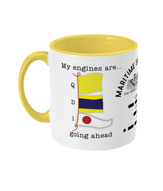 Nautical code flag mug, My engines are going ahead Great Harbour Gifts