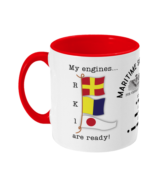 Nautical code flag mug, My engines are ready! Great Harbour Gifts