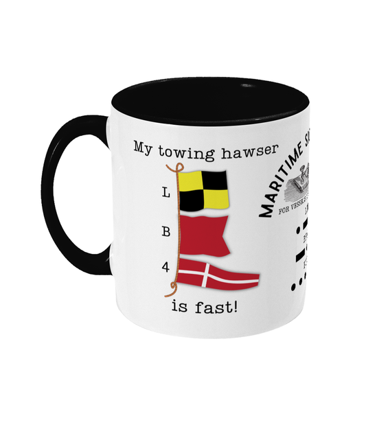 Nautical code flag mug, My towing hawser is fast Great Harbour Gifts