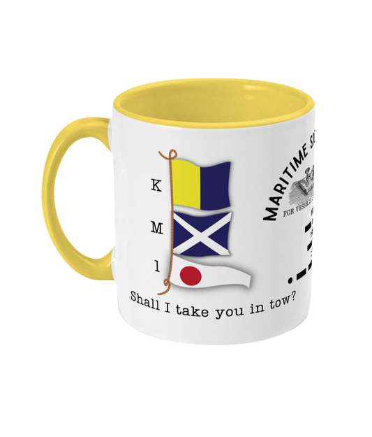 Nautical code flag mug, Shall I take you in tow? Great Harbour Gifts