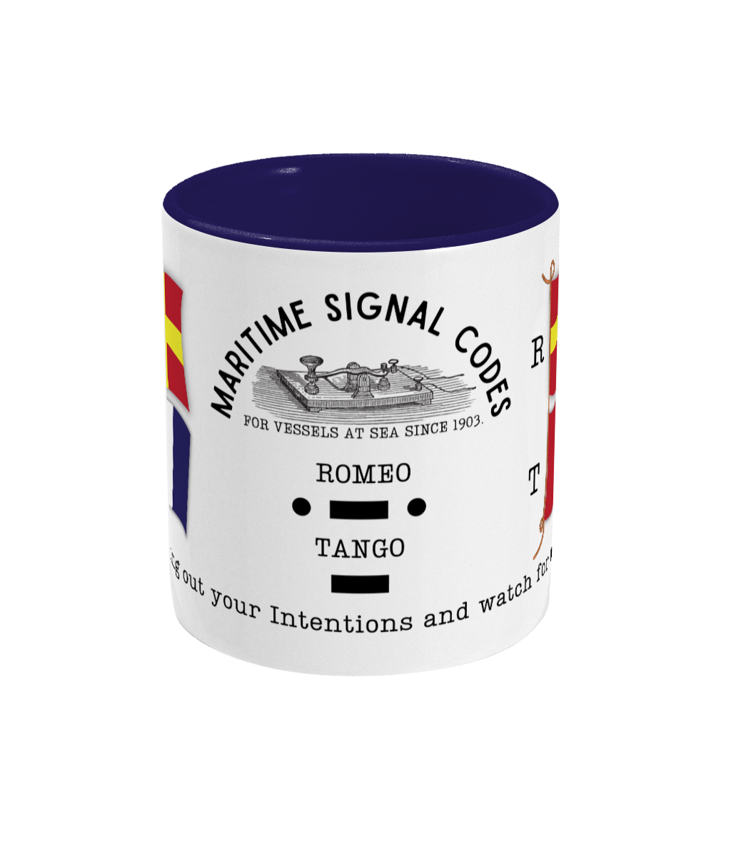 Nautical code flag mug, Stop carrying out your Intentions and watch for my signals Great Harbour Gifts