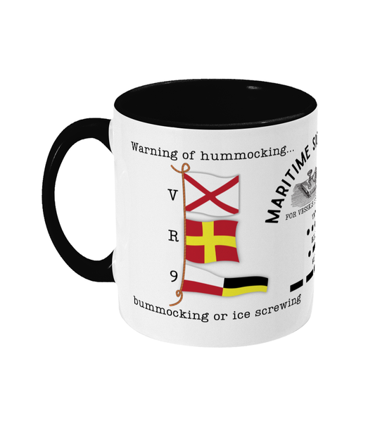 Nautical code flag mug, Warning of hummocking, bummocking or Ice screwing Great Harbour Gifts
