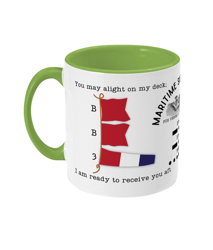 Nautical code flag mug, You may alight on my deck I am ready to receive you aft Great Harbour Gifts