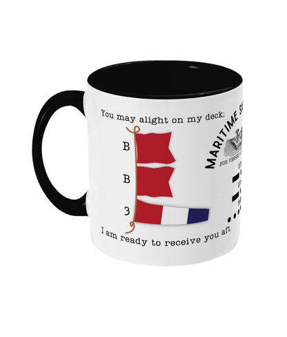 Nautical code flag mug, You may alight on my deck I am ready to receive you aft Great Harbour Gifts