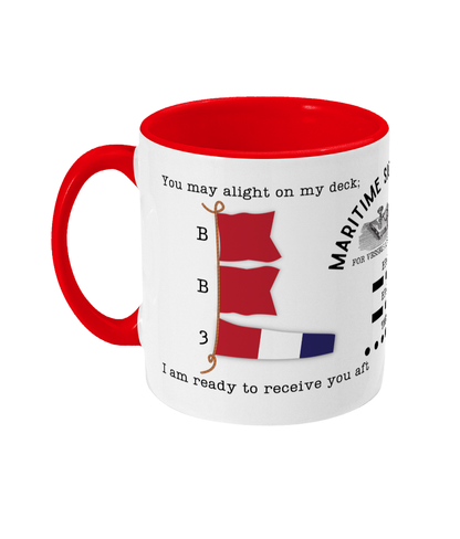 Nautical code flag mug, You may alight on my deck I am ready to receive you aft Great Harbour Gifts