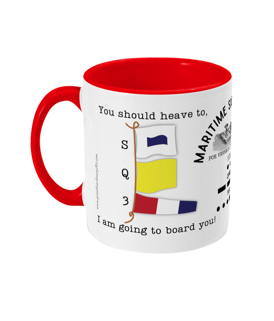 Nautical code flag mug, You should heave to; I am going to board you! Great Harbour Gifts