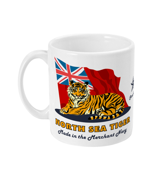 North Sea tiger mug, (British Merchant Navy red ensign) Great Harbour Gifts