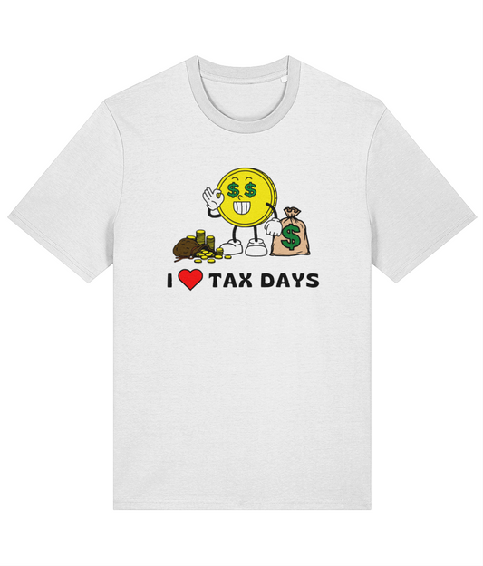 Organic cotton unisex t-shirt (I love tax days) Great Harbour Gifts