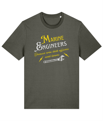 Organic cotton unisex t-shirt (Marine engineers, because even deck officers need heroes) Great Harbour Gifts